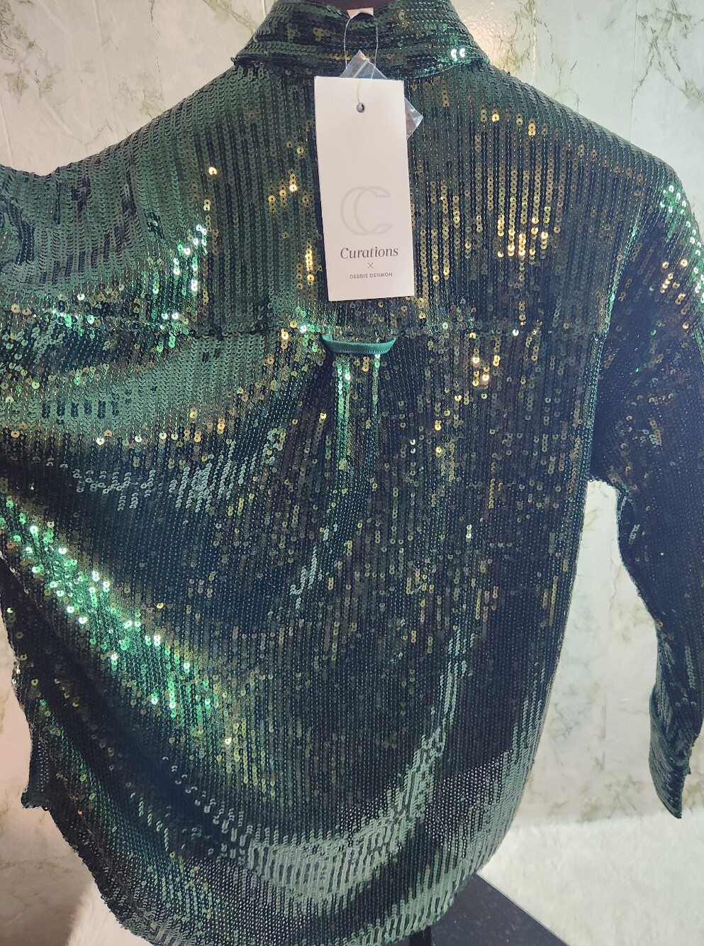 Curations DEBBIE DENMOM Sequin Button Down - Picture 9 of 12